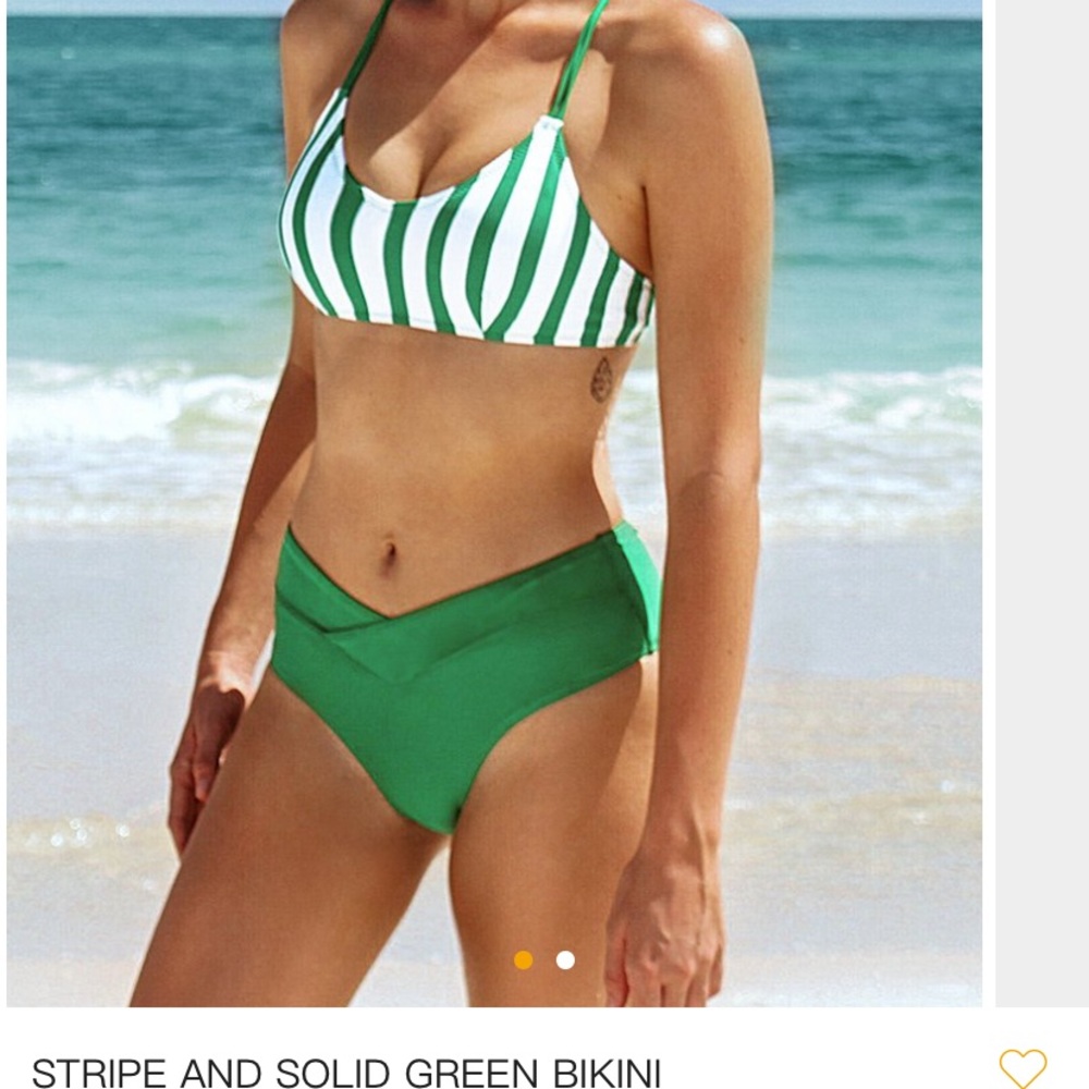 Green and white CUPSHE Bikini
